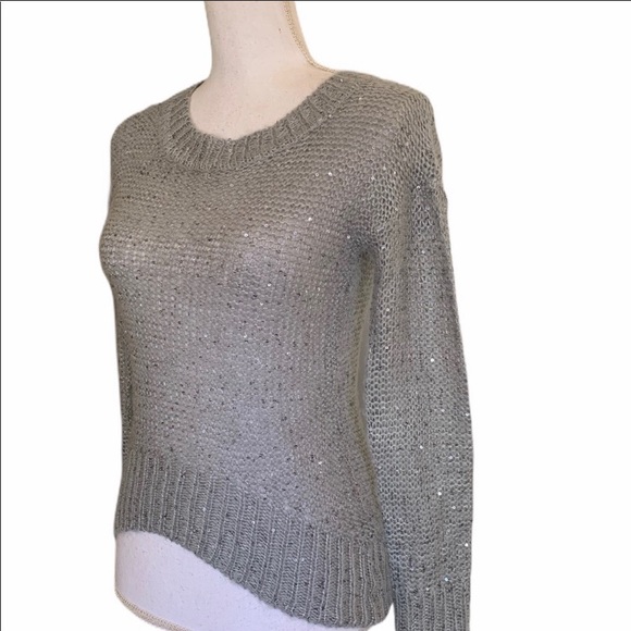 Pink Rose Gray Sequin Open-knit Sweater XS NWT - Picture 5 of 7